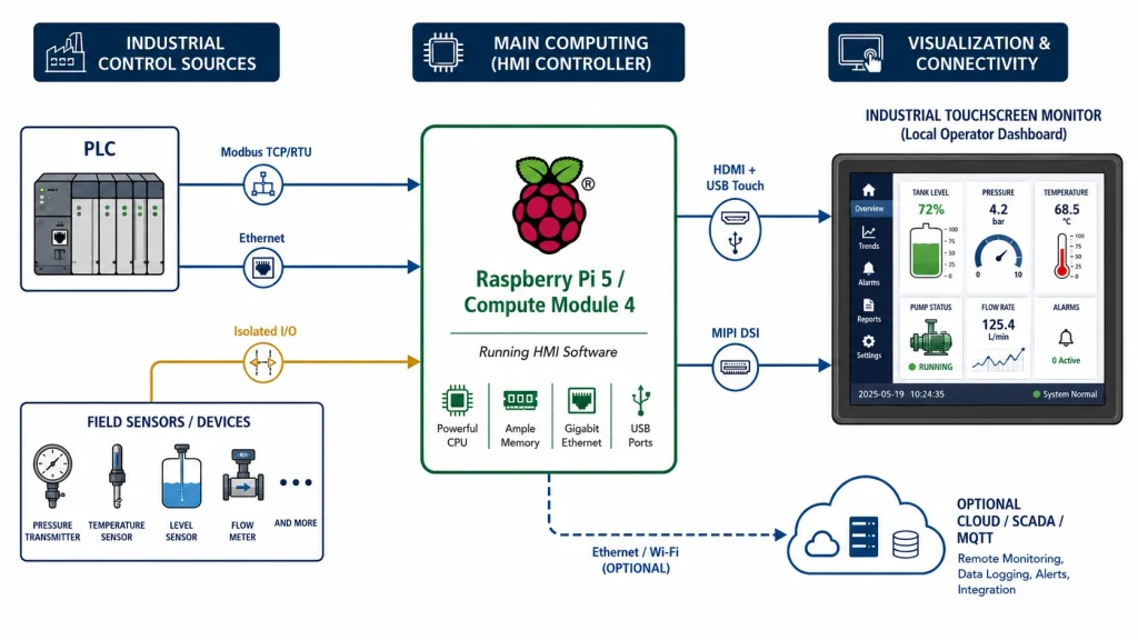 Raspberry Pi Screens for Industrial HMI Projects